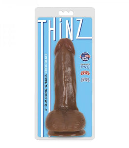 Thinz Slim Dong 6in W/ Balls Chocolate