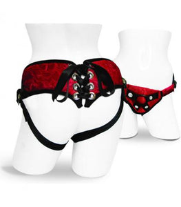 Red Lace Corsette Strap-On Adjustable