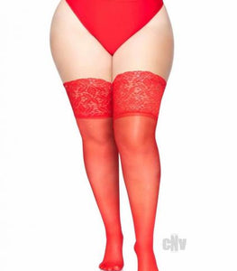Lycra Stay Thigh High Lace Top Ps Red