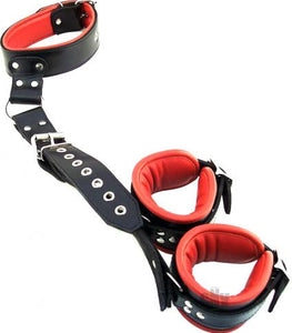Rouge Leather Neck To Hand Restraint Black Red