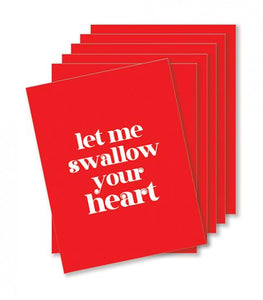 Swallow Your Heart Naughty Greeting Card - Pack Of 6