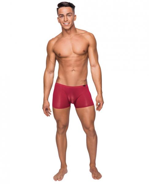 Seamless Sleek Shorts Sheer Pouch Red Medium