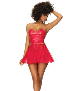 Wet Look Two In One Babydoll Red Xl