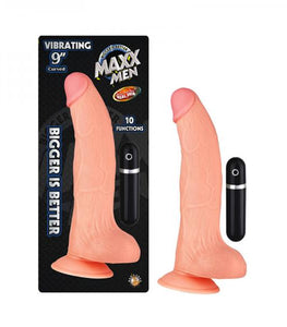 Maxx Men Vibrating 9 inches Curved Dong Beige