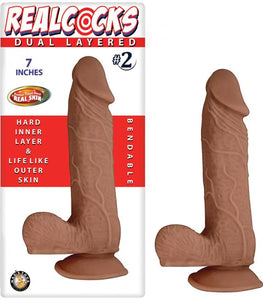 Real Cocks Dual Layered #2 Brown 7 inches Dildo