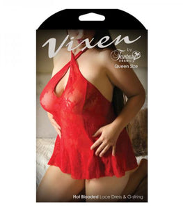 Vixen Hot Blooded Lace Dress & G-string O/S/Queen