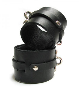 Kinklab Bondage Basics Leather Ankle Cuffs - Black