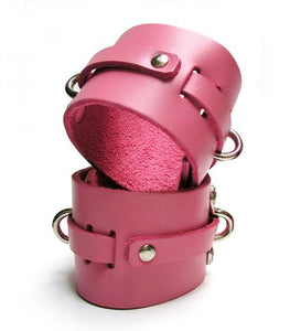 Kinklab Pink Bound Leather Ankle Cuffs