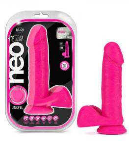 Neo Elite - 8-inch Silicone Dual-density Cock With Balls - Neon Pink