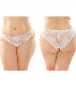 Poppy Crotchless Floral Lace Panty 6-pack Q/s White