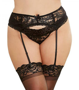 Dreamgirl Plus-size Sexy And Delicate Scalloped Lace Garter Belt Black Queen Hanging