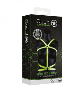 Ouch! Glow Body Harness - Glow In The Dark - Green - S/m