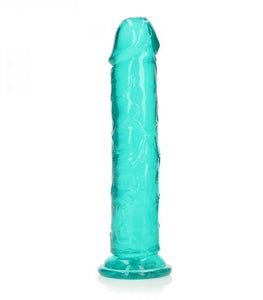 Realrock Crystal Clear Straight 9 In. Dildo Without Balls Turquoise