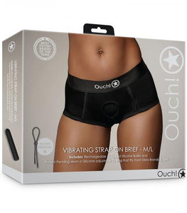 Shots Ouch! Vibrating Strap-on Brief Black M/l