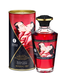 Shunga Warming Massage Oil Blazing Cherry 3.5 fluid ounces
