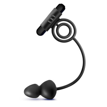 Anal Adventures Platinum Silicone Anal Plug W Vibrating C Ring Black Default Title