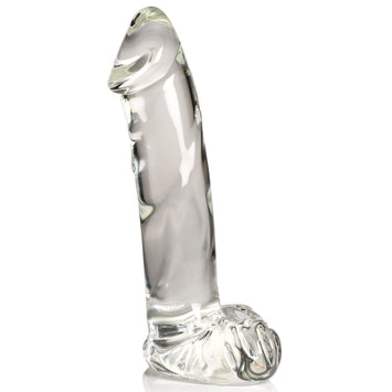 Pleasure Crystals 7.1 In Glass Dildo W/ Balls Default Title
