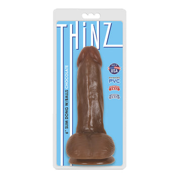 Thinz Slim Dong 6in W/ Balls Chocolate Default Title