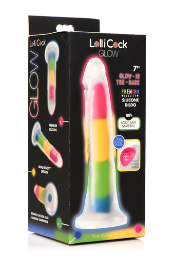 Lollicock 7in Glow In The Dark Rainbow Silicone Dildo Default Title