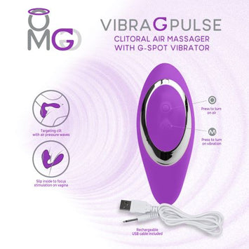 Omg Vibra G Pulse Clitoral Suction Massager W/ G-spot Vibrator Purple Default Title