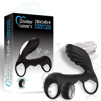 Doctor Love Zinger+ Vibrating Rechargeable Cock Cage W/ Remote Black Default Title