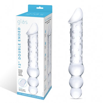 Glas 12in Double Ended Dildo W / Anal Beads Default Title