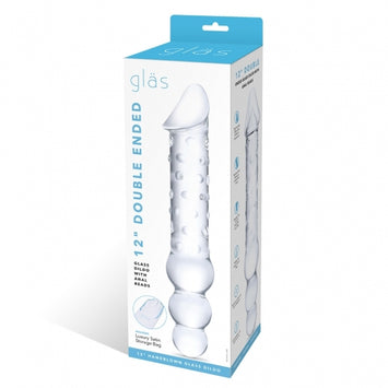Glas 12in Double Ended Dildo W / Anal Beads Default Title