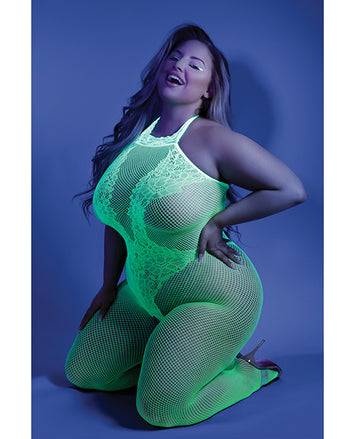 Glow Moonbeam Crotchless Bodystocking Neon Green Q/s Default Title