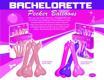 Pecker Balloons Asst 6pc Box Default Title