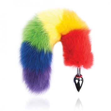 Rainbow Foxy Tail W/stainless Steel Butt Plug Default Title