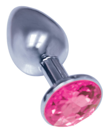 9's Silver Starter Bejeweled Steel Plug Pink