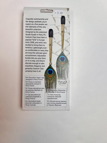 Couture Clips Peacock Plume Luxury Nipple Clamps Default Title