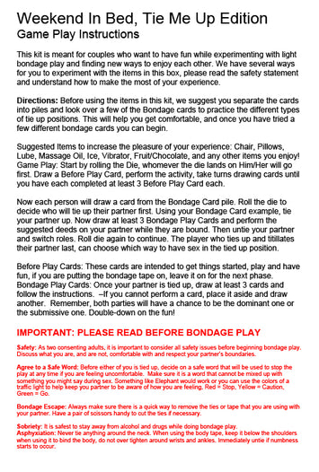 Behind Closed Doors Weekend In Bed All Tied Up Game Kit Default Title