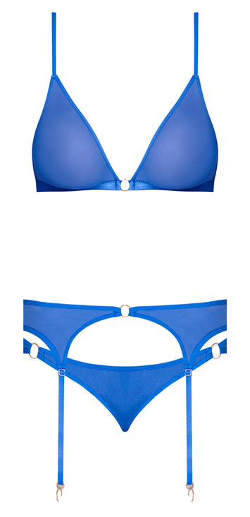 Sassy Bra Garter & Rouched Panty Cobalt