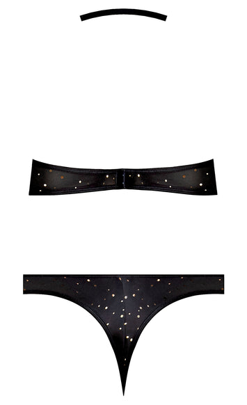 Glitz & Glam Halter Bralette & Panty Black Small Medium