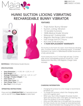 Hunni Bunny Shaped Suction Vibrator Default Title