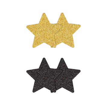 Pretty Pasties Glitter Stars Black/gold 2 Pair Default Title