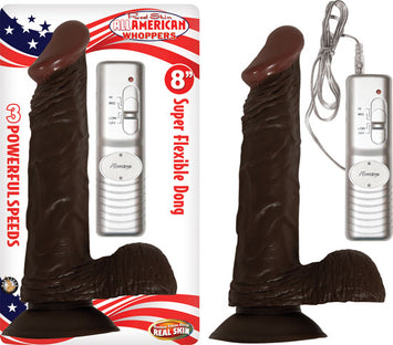 Afro American Whopper W/balls Vibrating 8in Brown Default Title