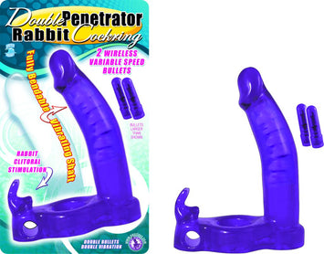 Double Penetrator Rabbit Cockring Red