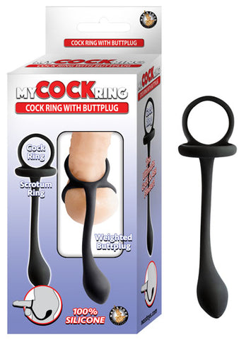 My Cockring Cockring W/ Butt Plug Black Default Title