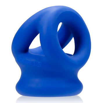 Tri Squeeze Cocksling Ball Stretcher Oxballs Silicone Tpr Blend Ice Cobalt Ice