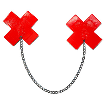 Pastease Faux Latex Red Plus X W/ Chunky Silver Chain Default Title