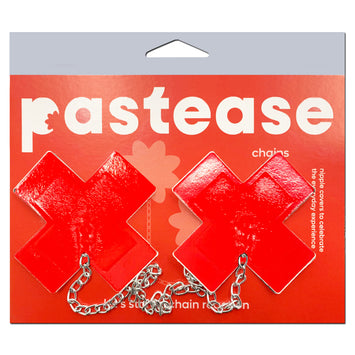Pastease Faux Latex Red Plus X W/ Chunky Silver Chain Default Title