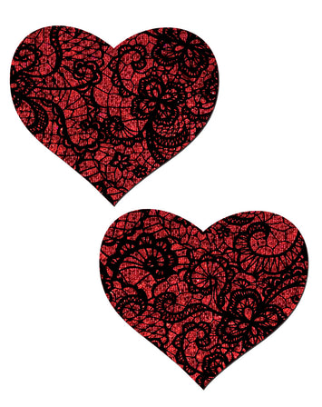 Pastease Red Glitter Heart W/ Black Lace Overlay Default Title