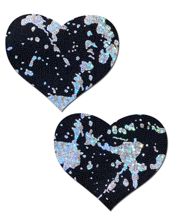 Pastease Splatter Holographic Heart Black silver