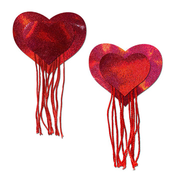 Pastease Red Holographic Heart W/ Tassel Fringe Default Title