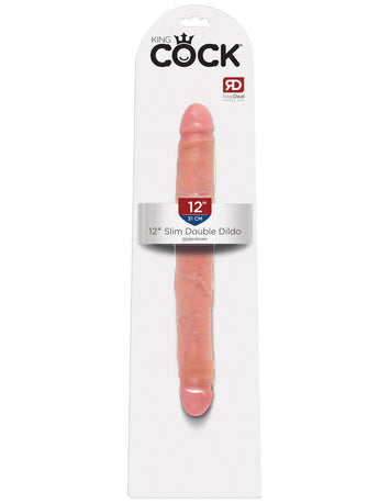 King Cock 12in Slim Double Dildo Flesh