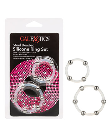 Steel Beaded Silicone Ring Set Default Title