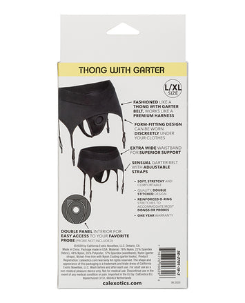 Boundless Thong W/ Garter Harness Black Large Extra Large