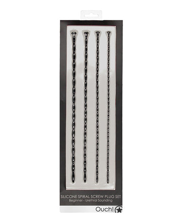 Silicone Spiral Screw Plug Set Beginner Urethral Sounding Black Default Title